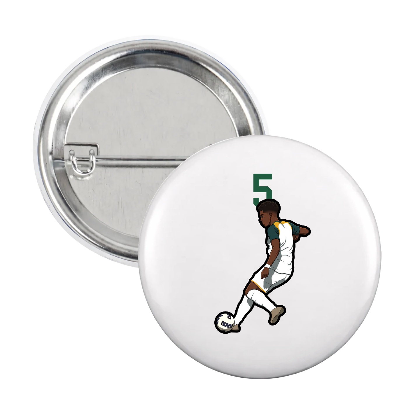 Game Day Button — Number Top in White