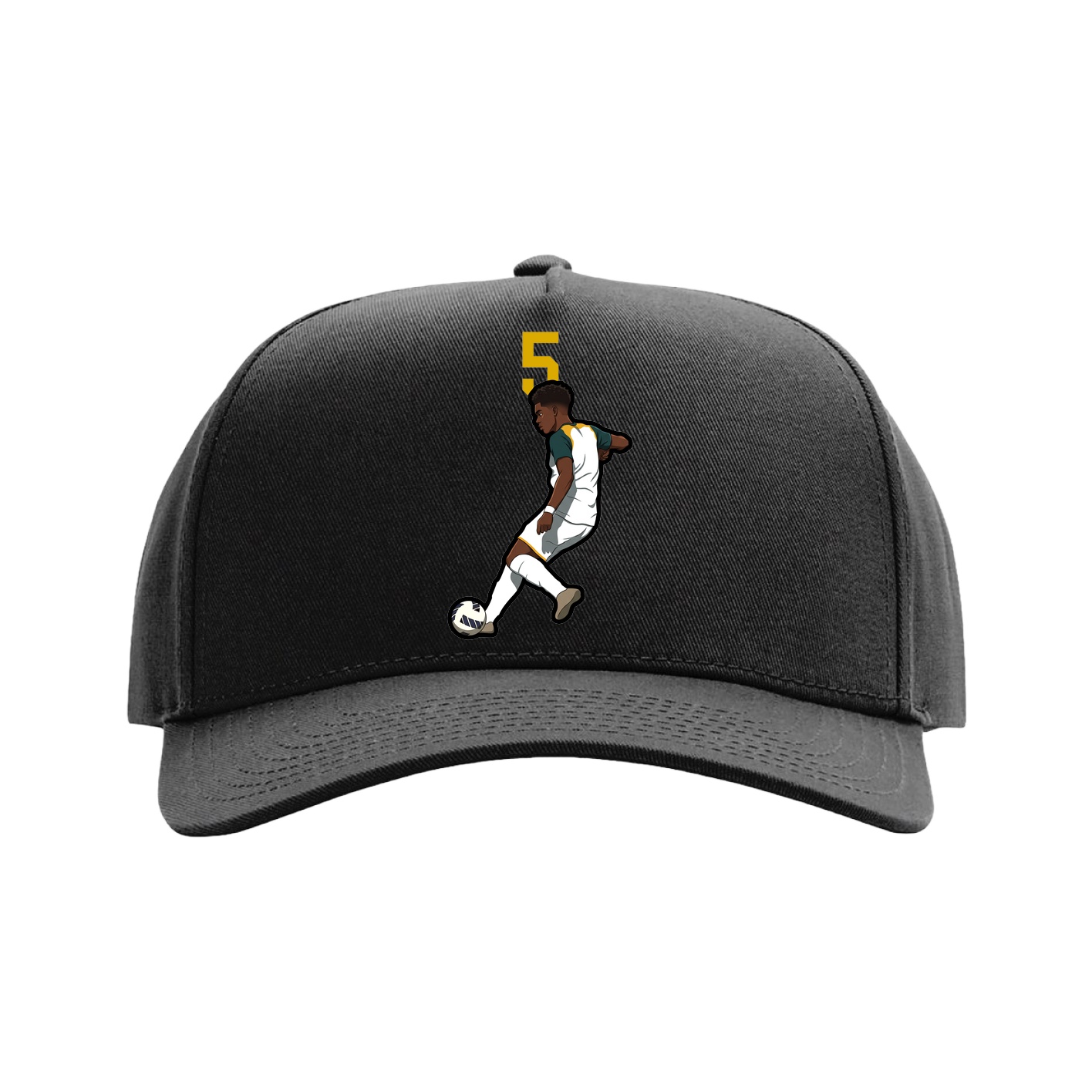 Full Fabric Five-Panel Champ Cap — Number Top in Black