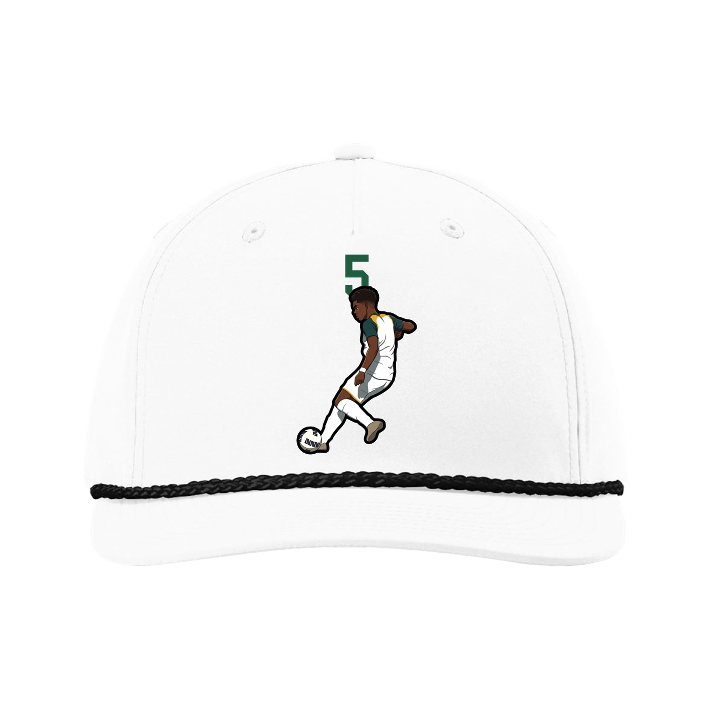 Five-Panel Classic Rope Cap — Number Top in White