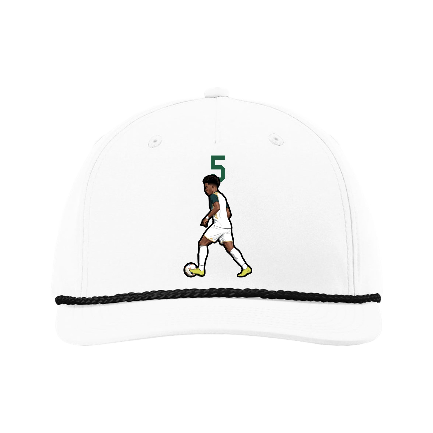 Five-Panel Classic Rope Cap — Number Top in White