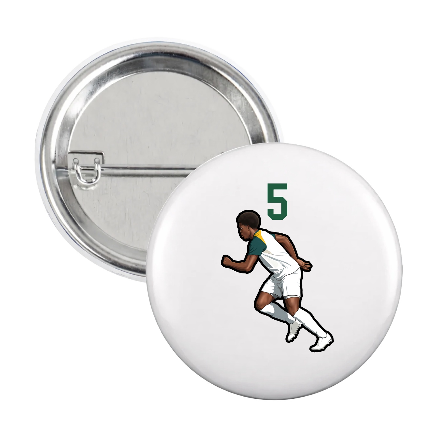 Game Day Button — Number Top in White