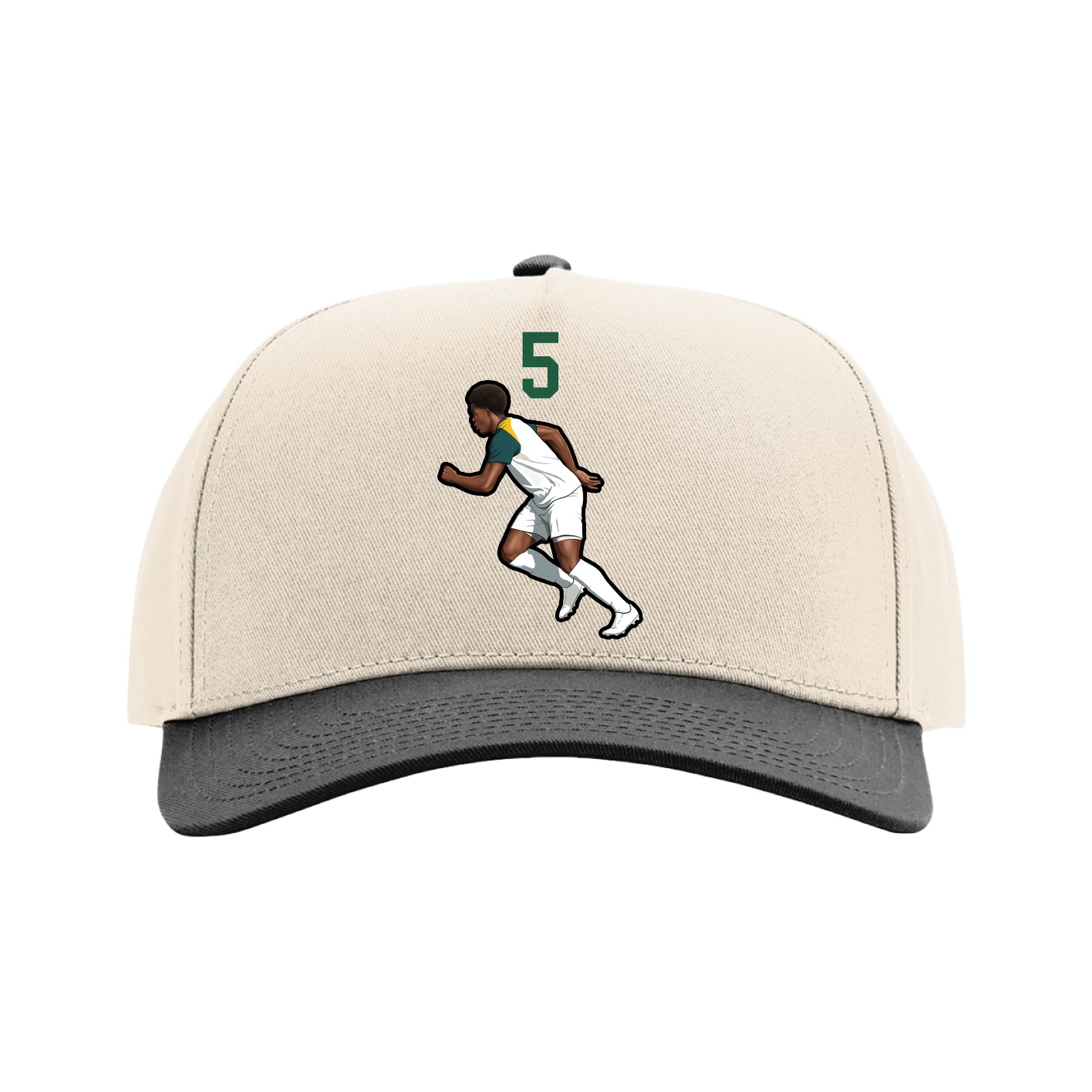 Full Fabric Five-Panel Champ Cap — Number Top in Cream/Black
