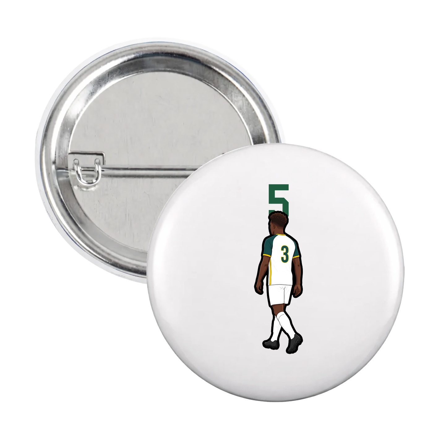 Game Day Button — Number Top in White