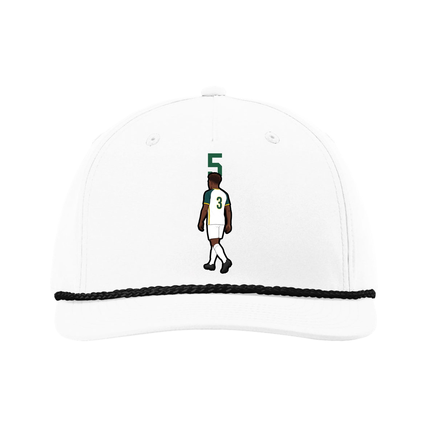 Five-Panel Classic Rope Cap — Number Top in White
