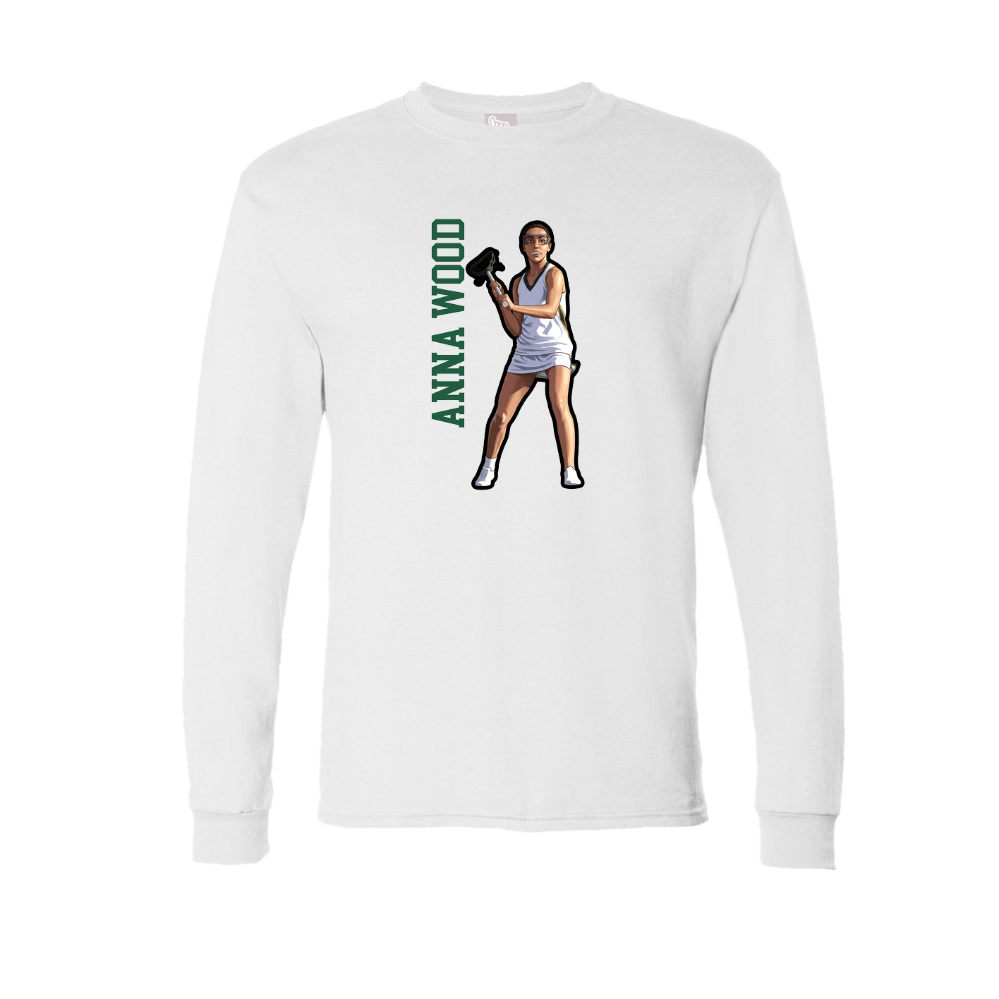 Long Sleeve Tee — Name Vertical in White