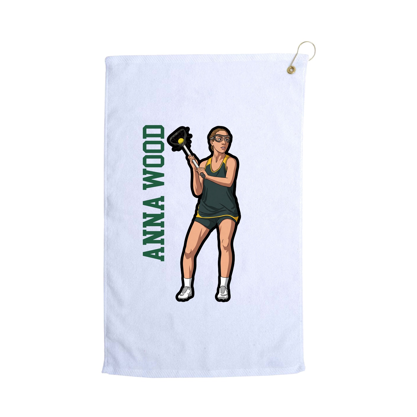 Golf Towel — Name Vertical in White