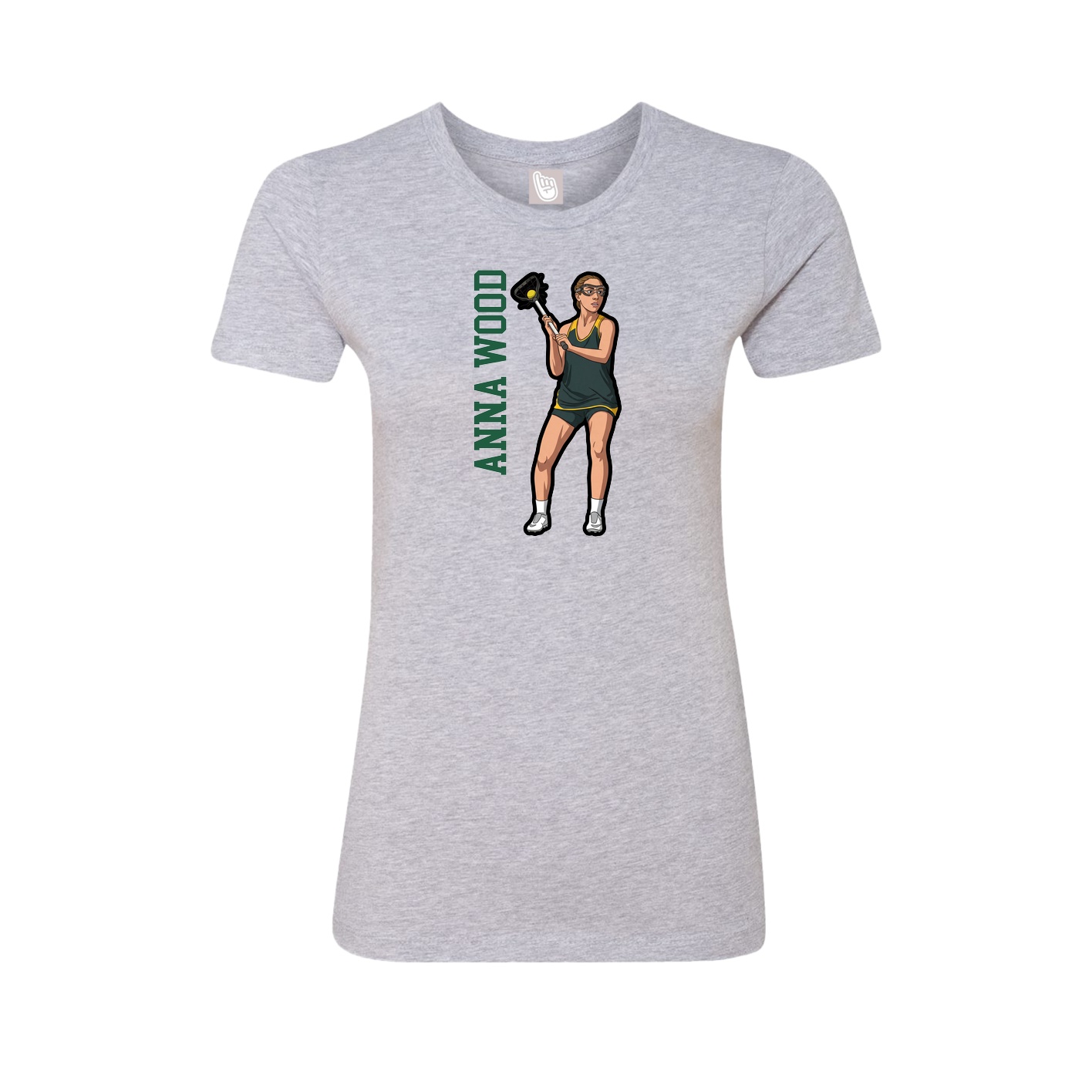 Fitted Women's Tee — Name Vertical in Grey