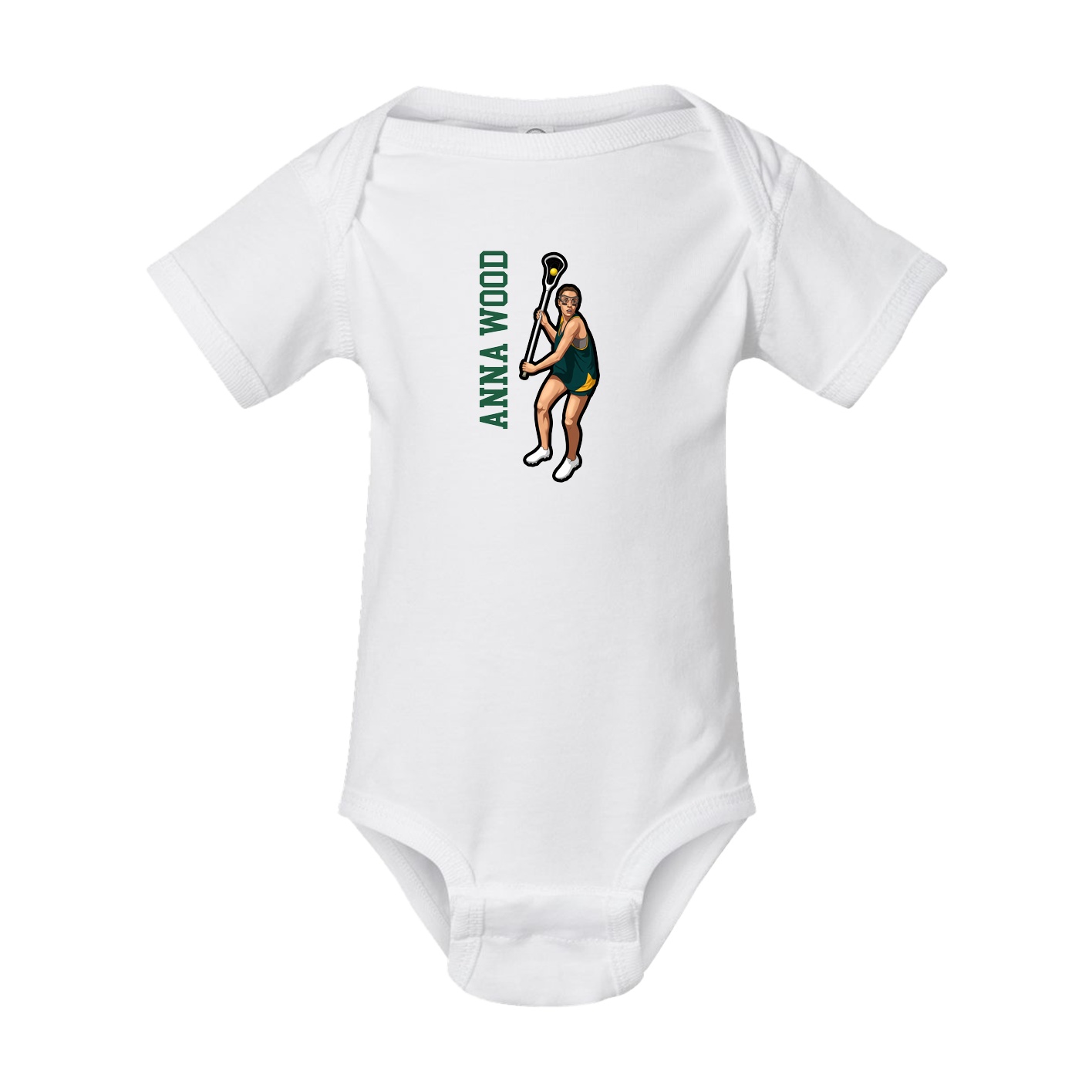 Baby Onesie — Name Vertical in White