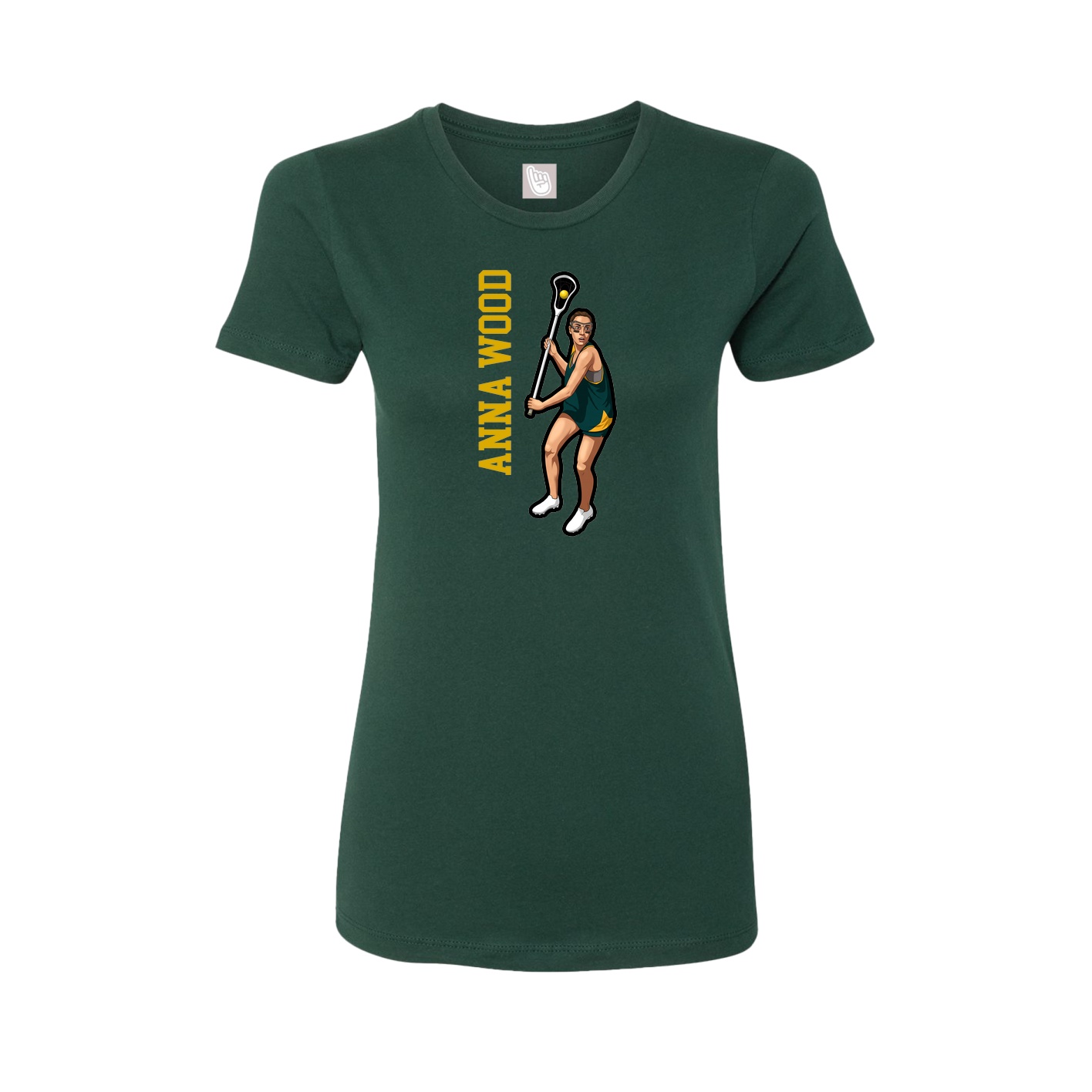 Fitted Women's Tee — Name Vertical in Green