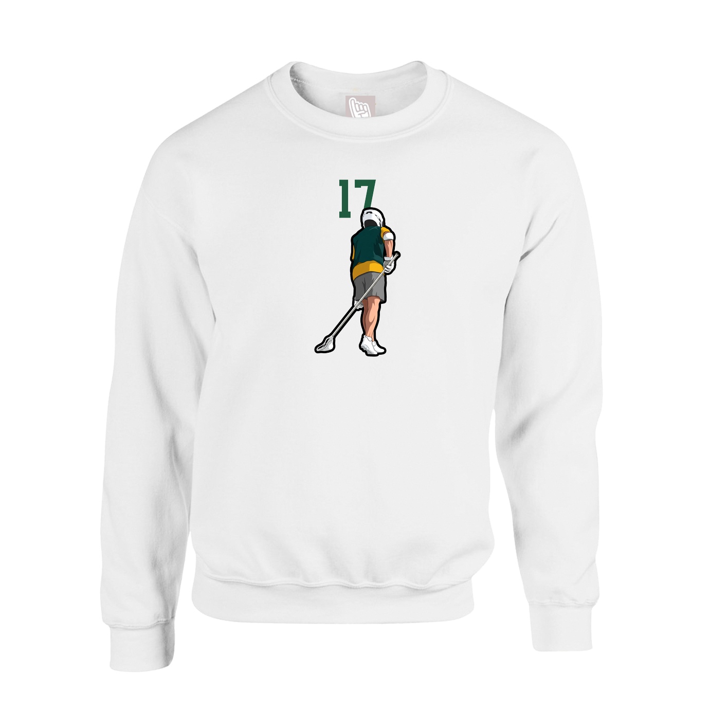 Fleece Crew — Number Top in White