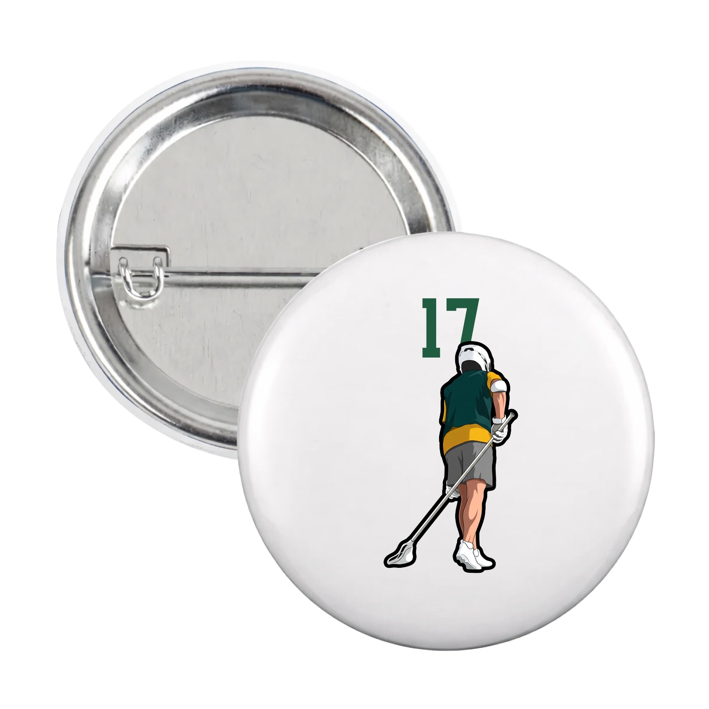 Game Day Button — Number Top in White