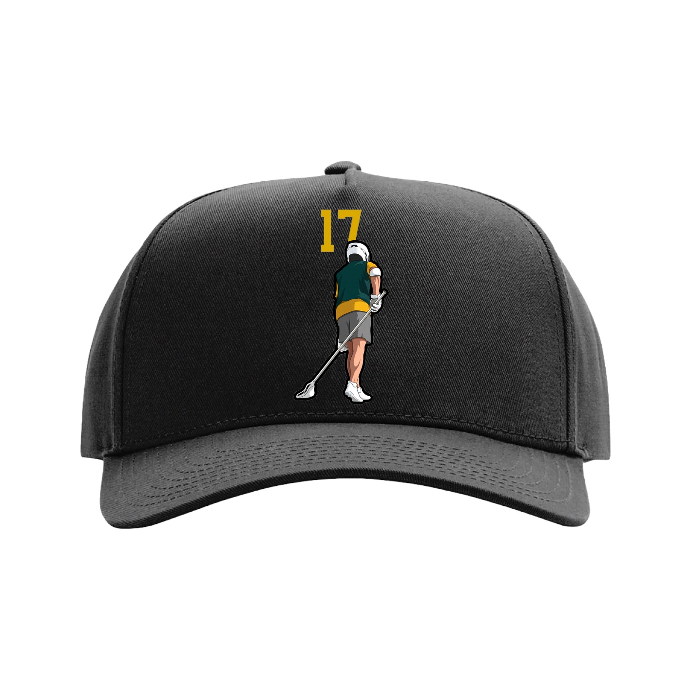 Full Fabric Five-Panel Champ Cap — Number Top in Black