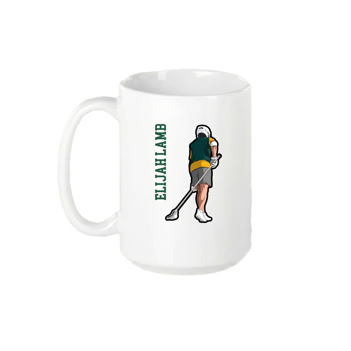 15oz Coffee Mug — Name Vertical in White