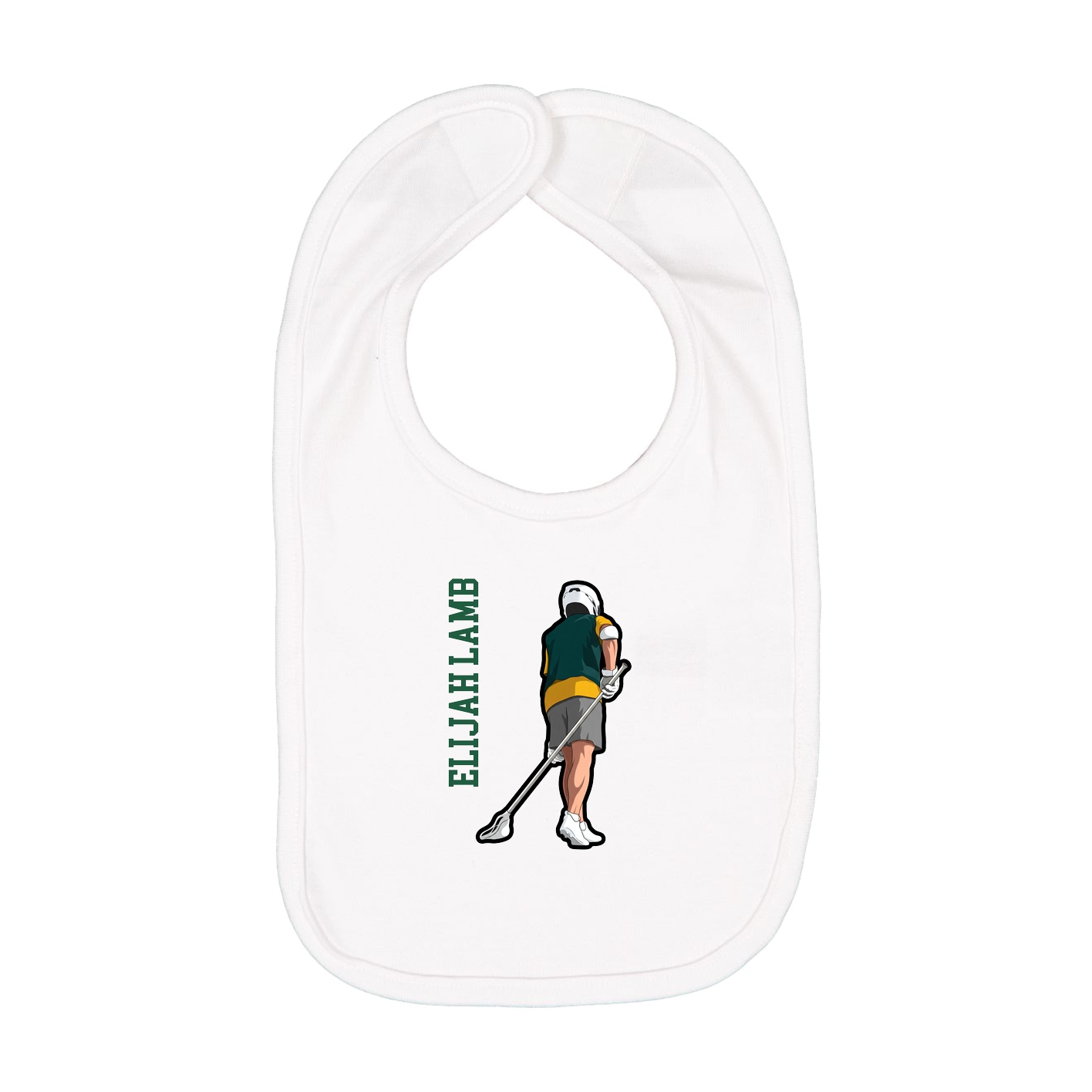 Infant Bib — Name Vertical in White