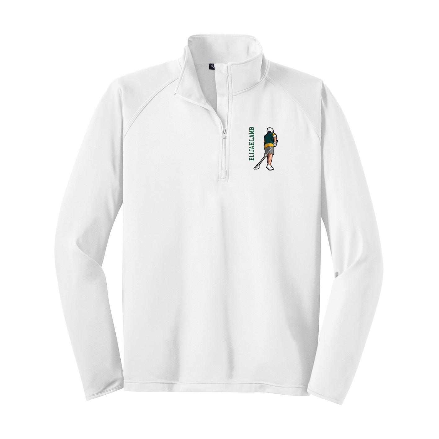Q-Zip Pullover — Name Vertical in White