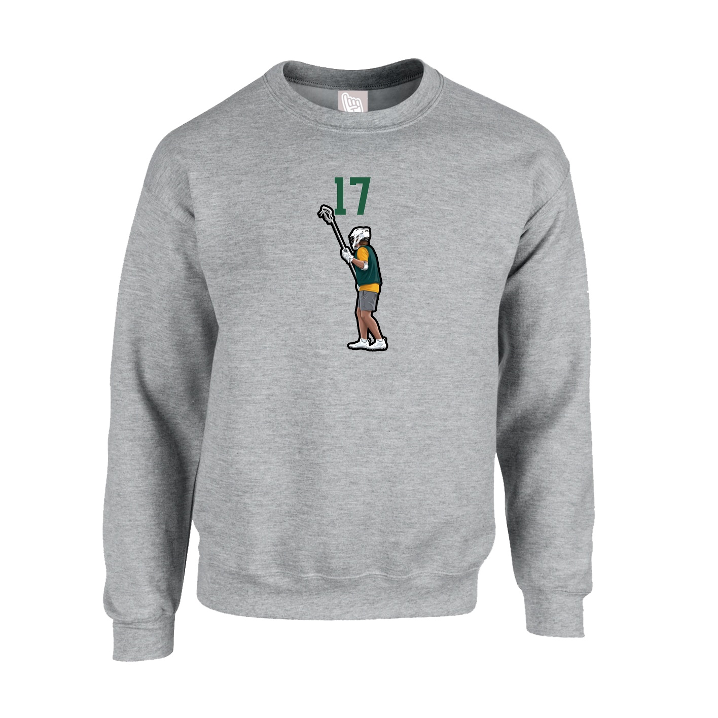 Fleece Crew — Number Top in Grey