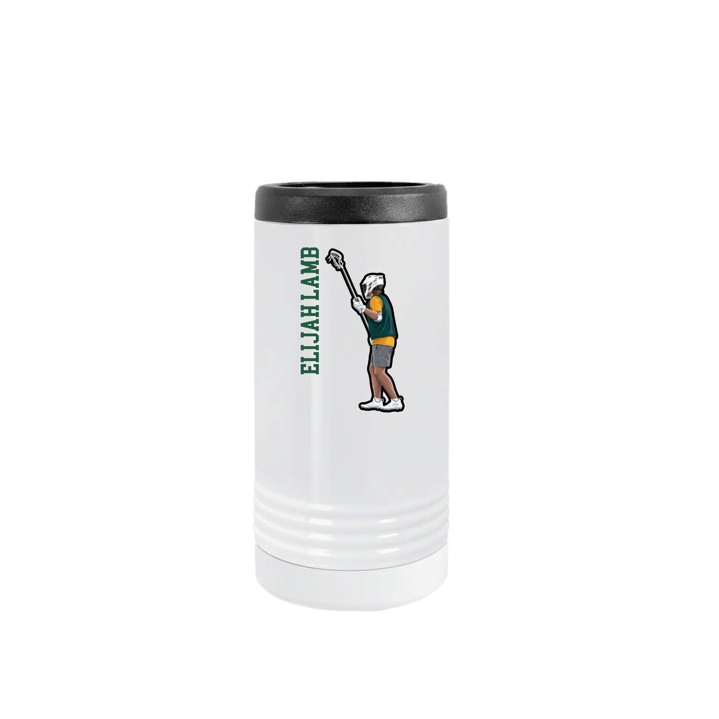 Slim Beverage Holder — Name Vertical in White