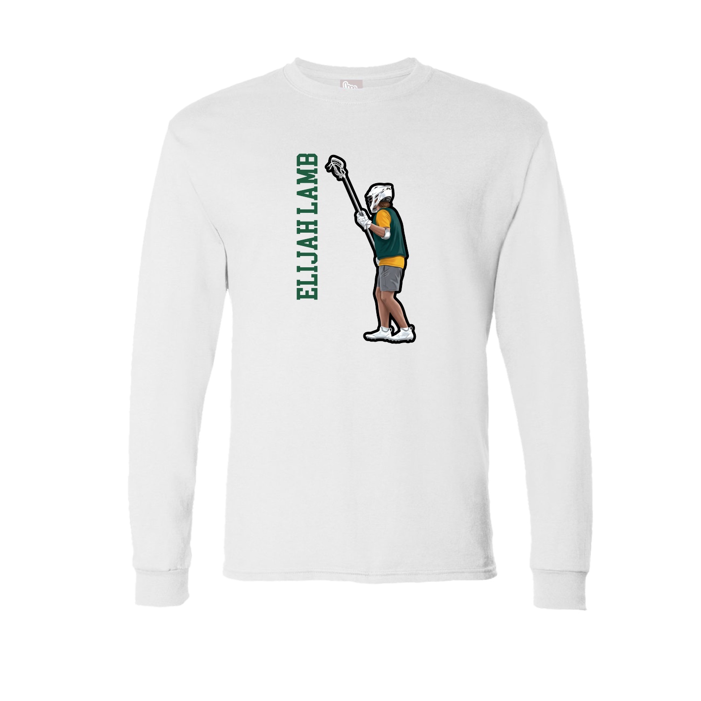 Long Sleeve Tee — Name Vertical in White