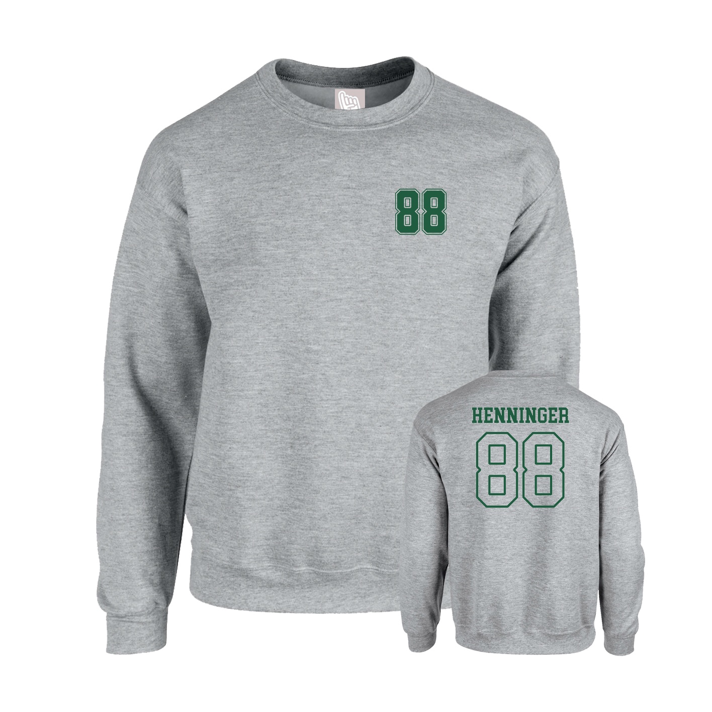 Fleece Crew — Chest Back in Grey