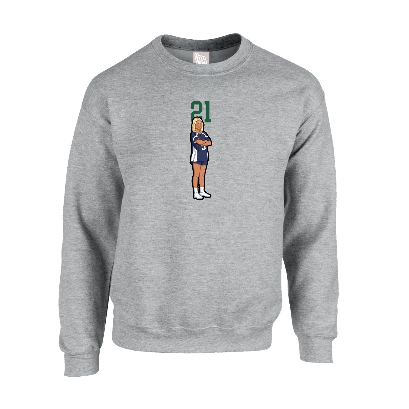 Fleece Crew — Number Top in Grey