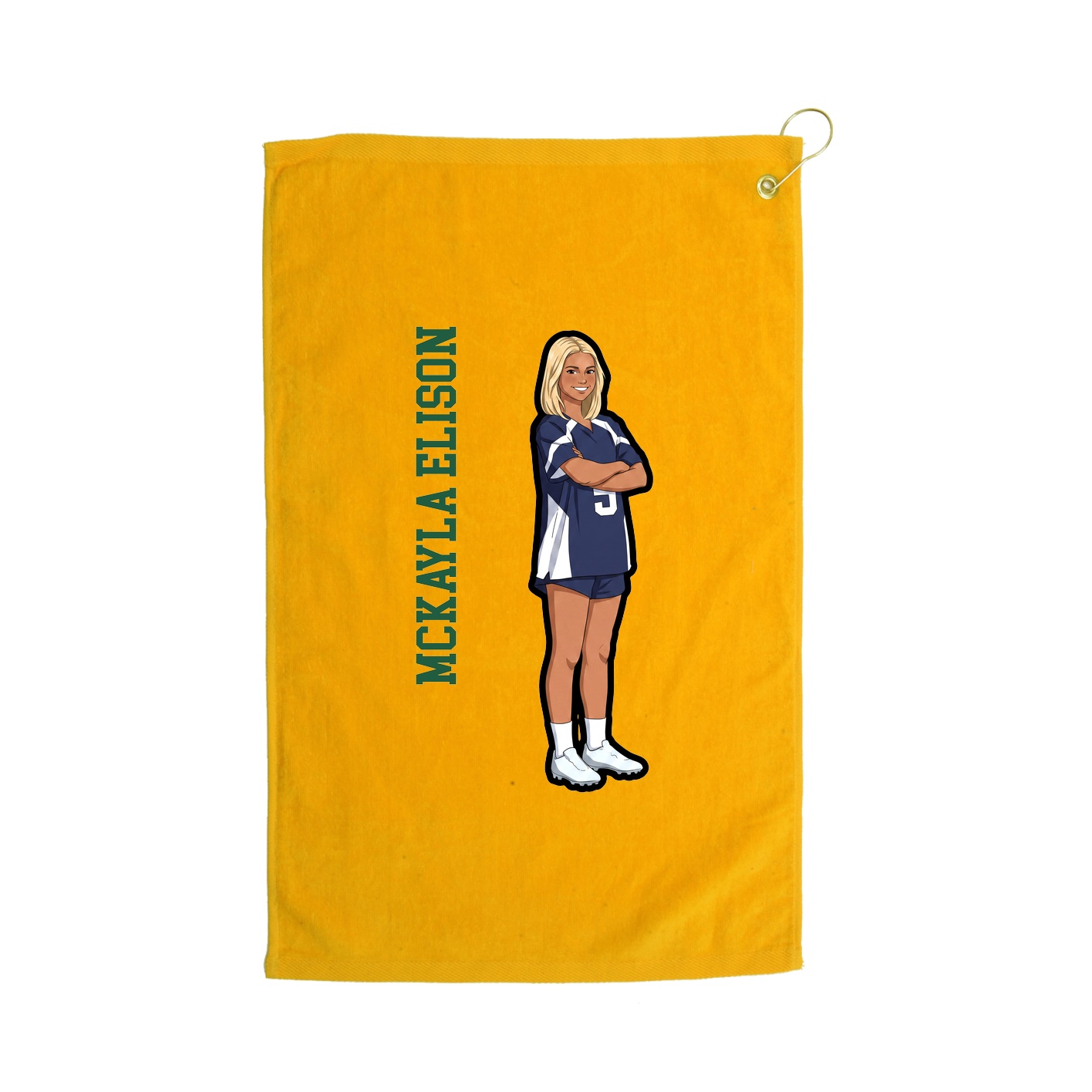 Golf Towel — Name Vertical in Gold