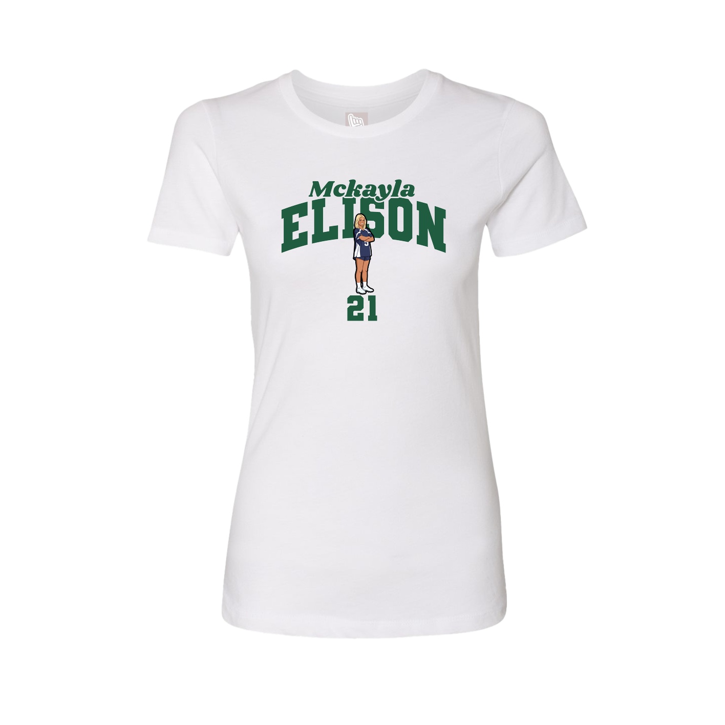 Fitted Women's Tee — Signature Arch in White