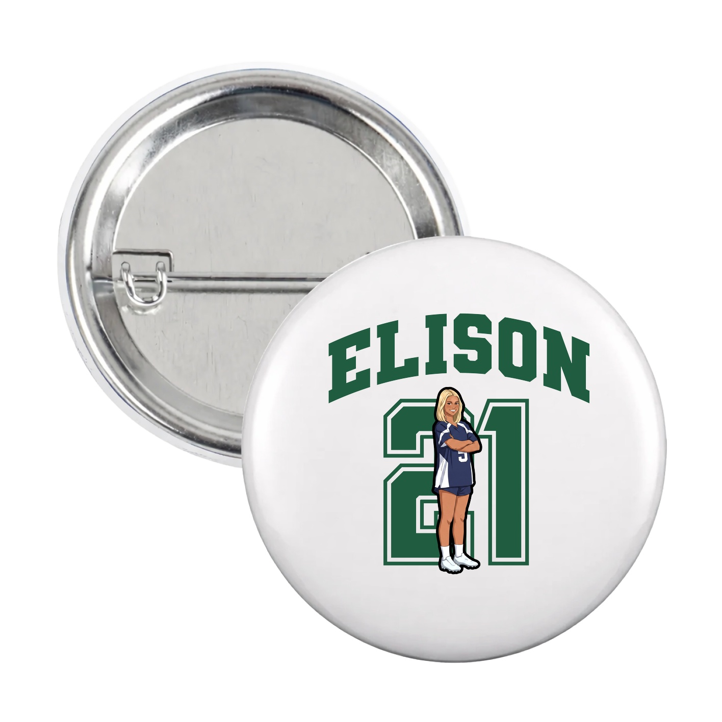Game Day Button — Number in White