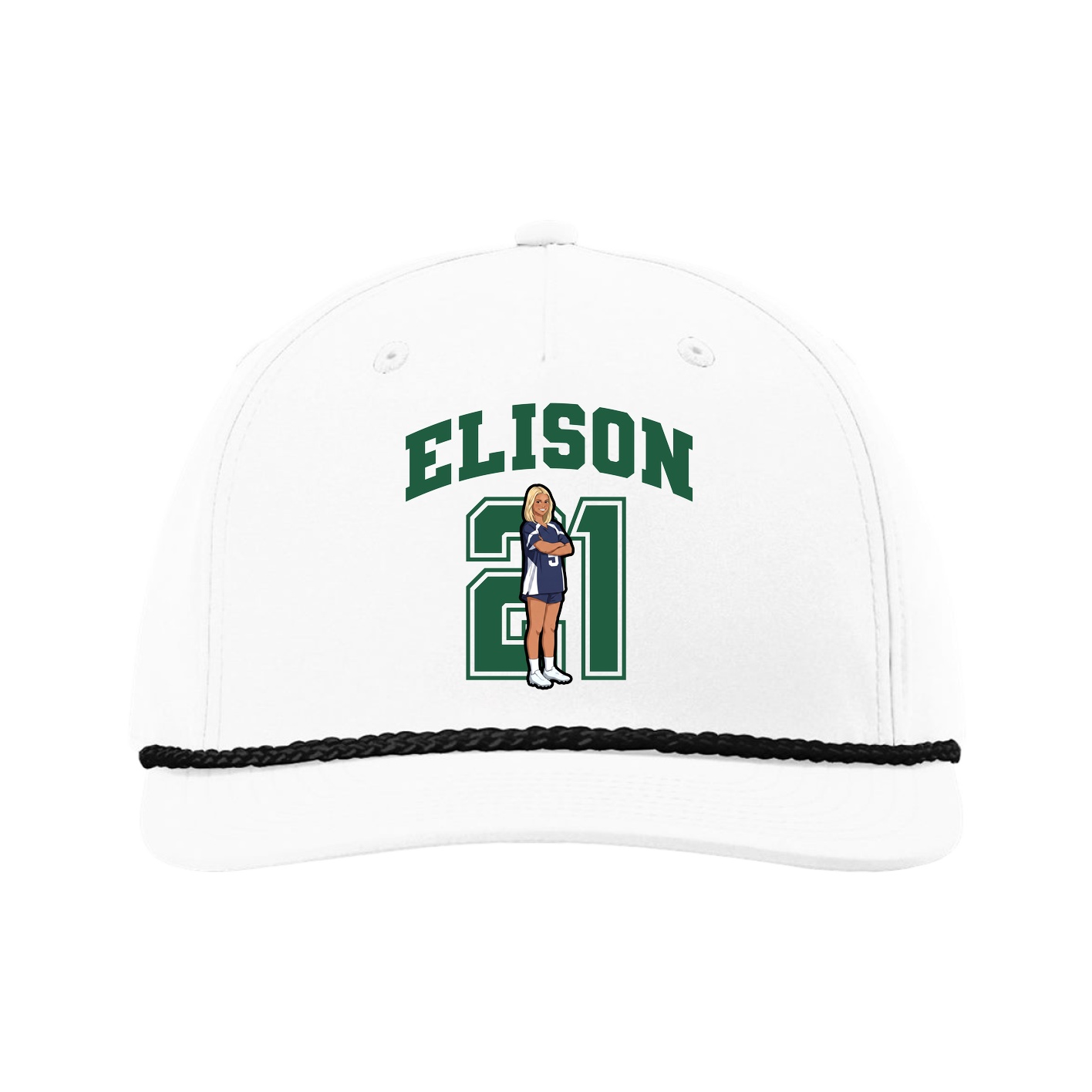Five-Panel Classic Rope Cap — Number in White
