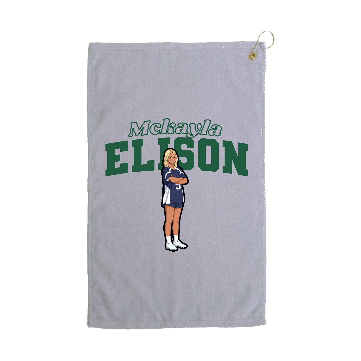 Golf Towel — Name Arch in Grey