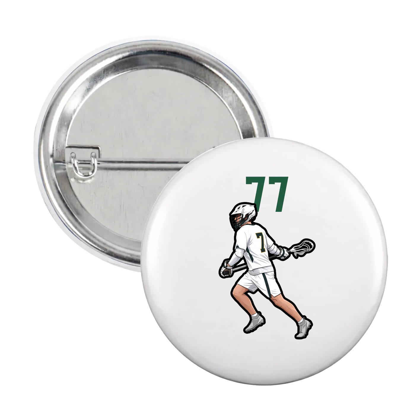 Game Day Button — Number Top in White