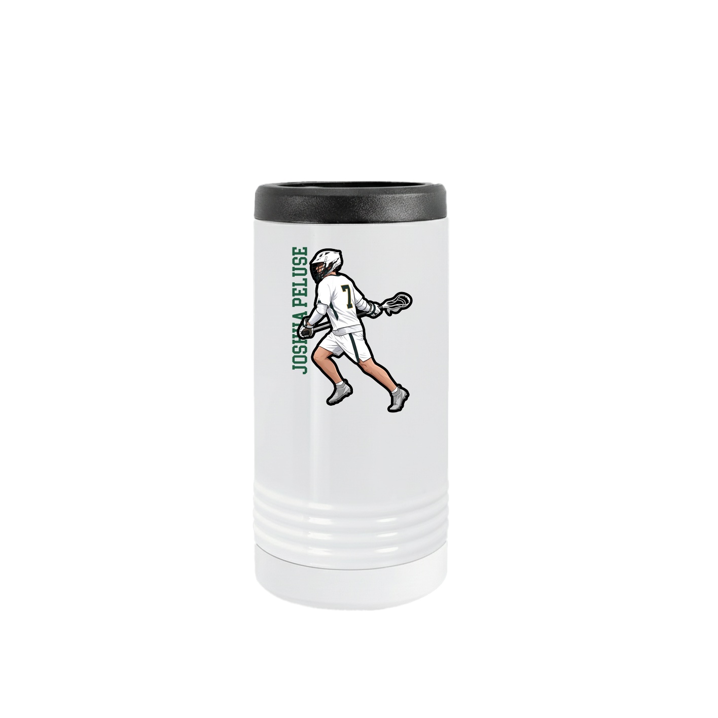 Slim Beverage Holder — Name Vertical in White