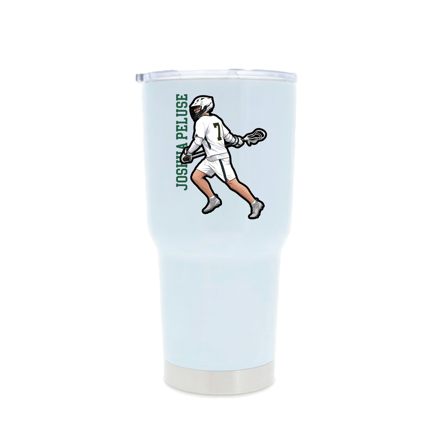 30oz Stainless Steel Tumbler — Name Vertical in White