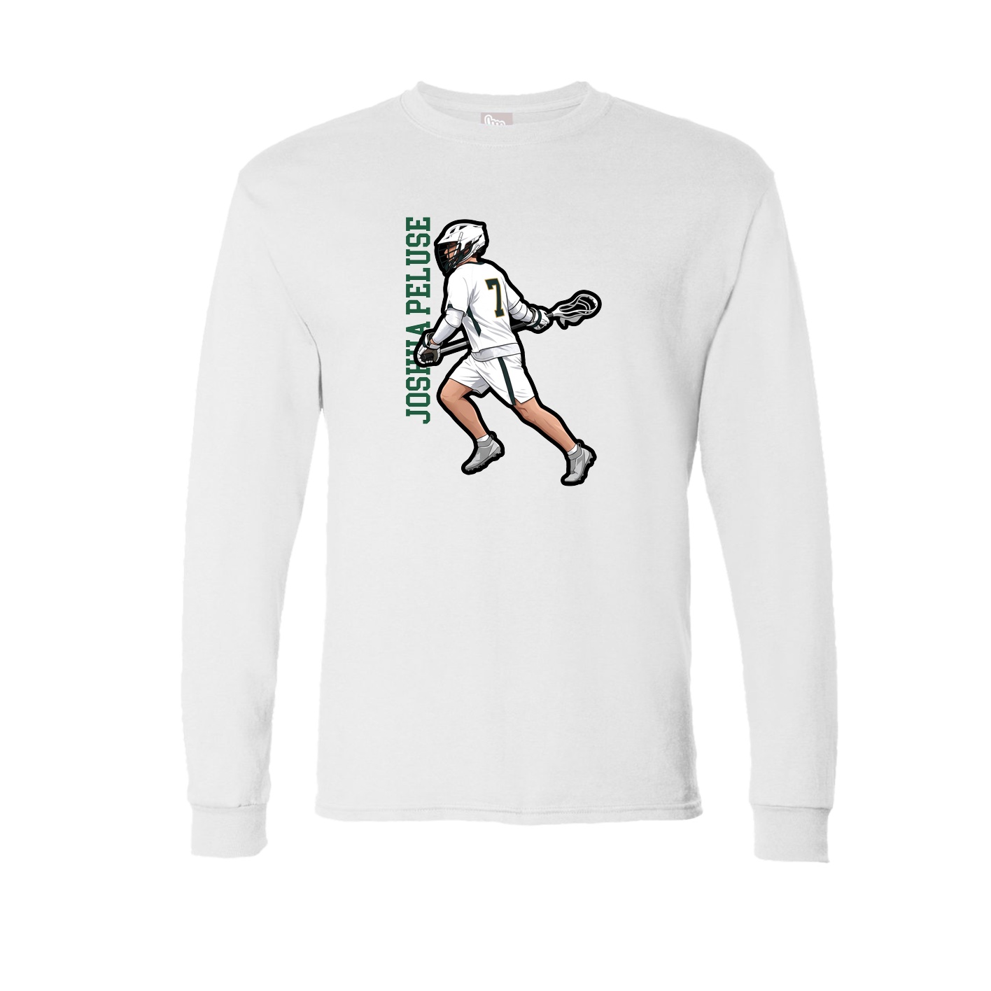 Long Sleeve Tee — Name Vertical in White