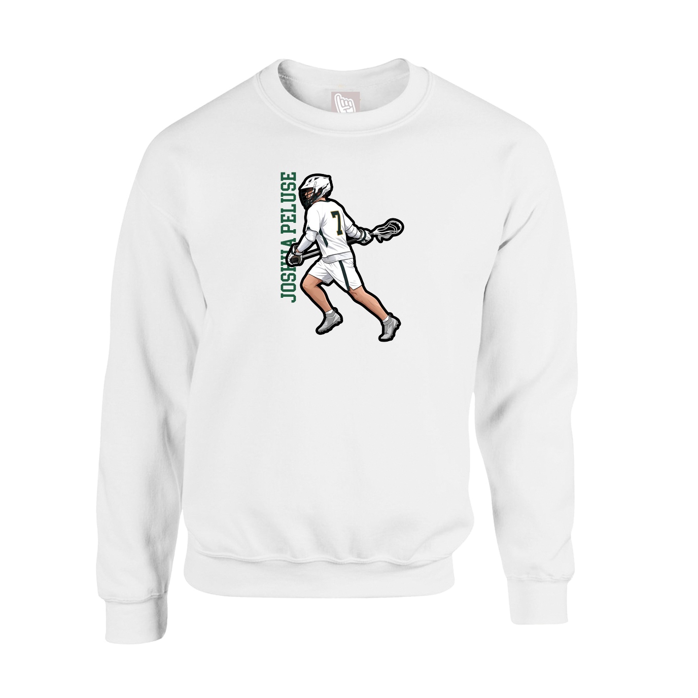 Fleece Crew — Name Vertical in White