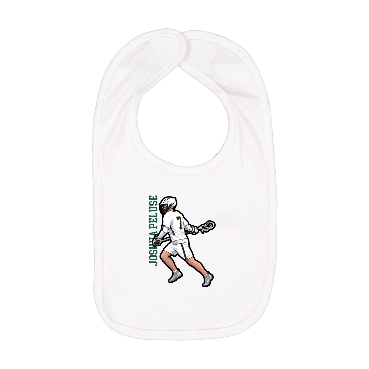 Infant Bib — Name Vertical in White