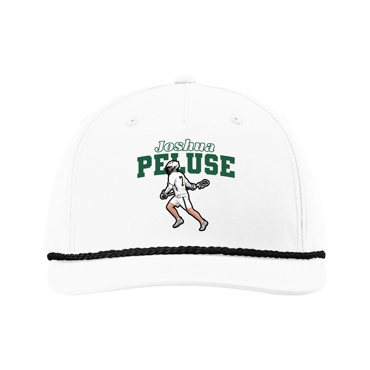 Five-Panel Classic Rope Cap — Name Arch in White