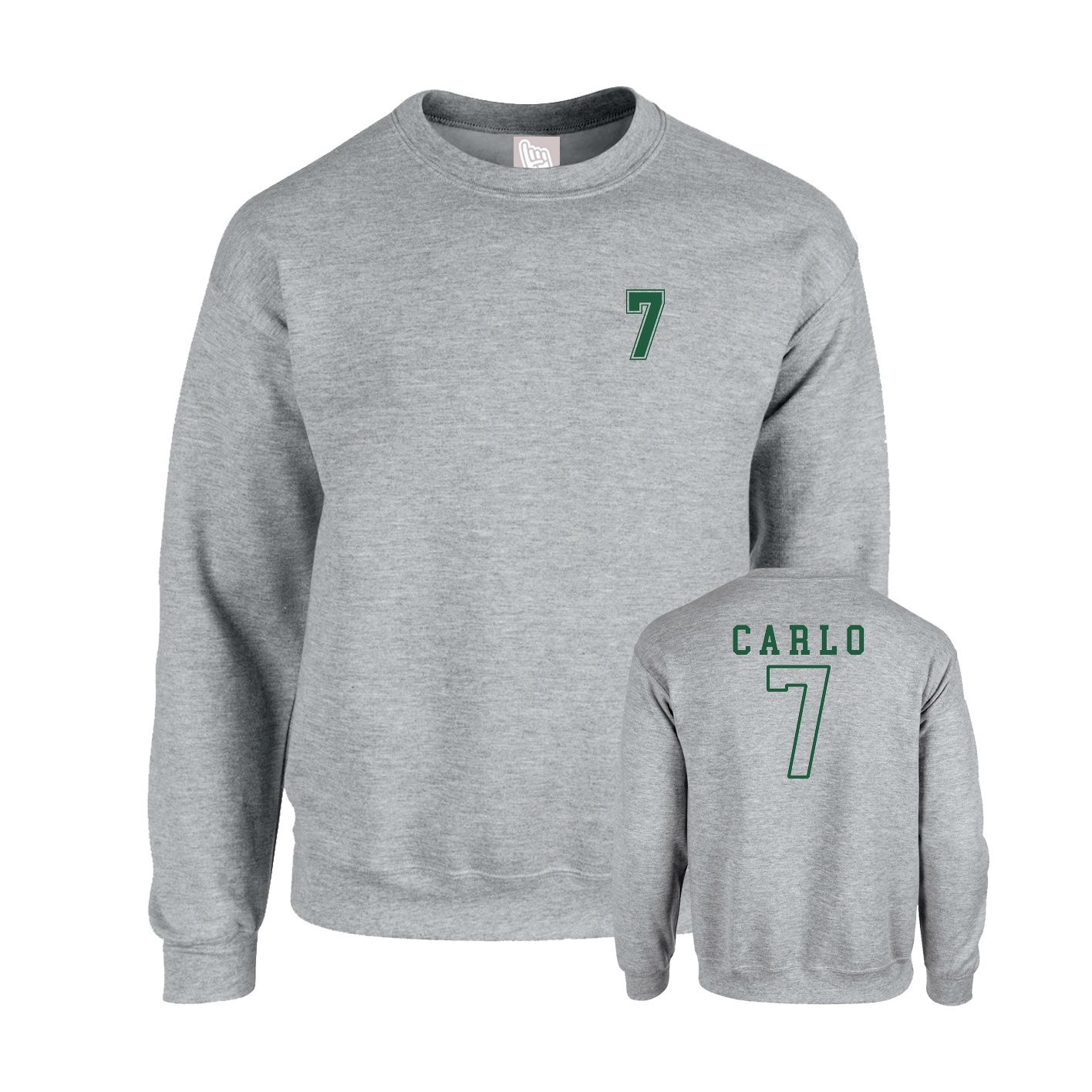 Fleece Crew — Chest Back in Grey