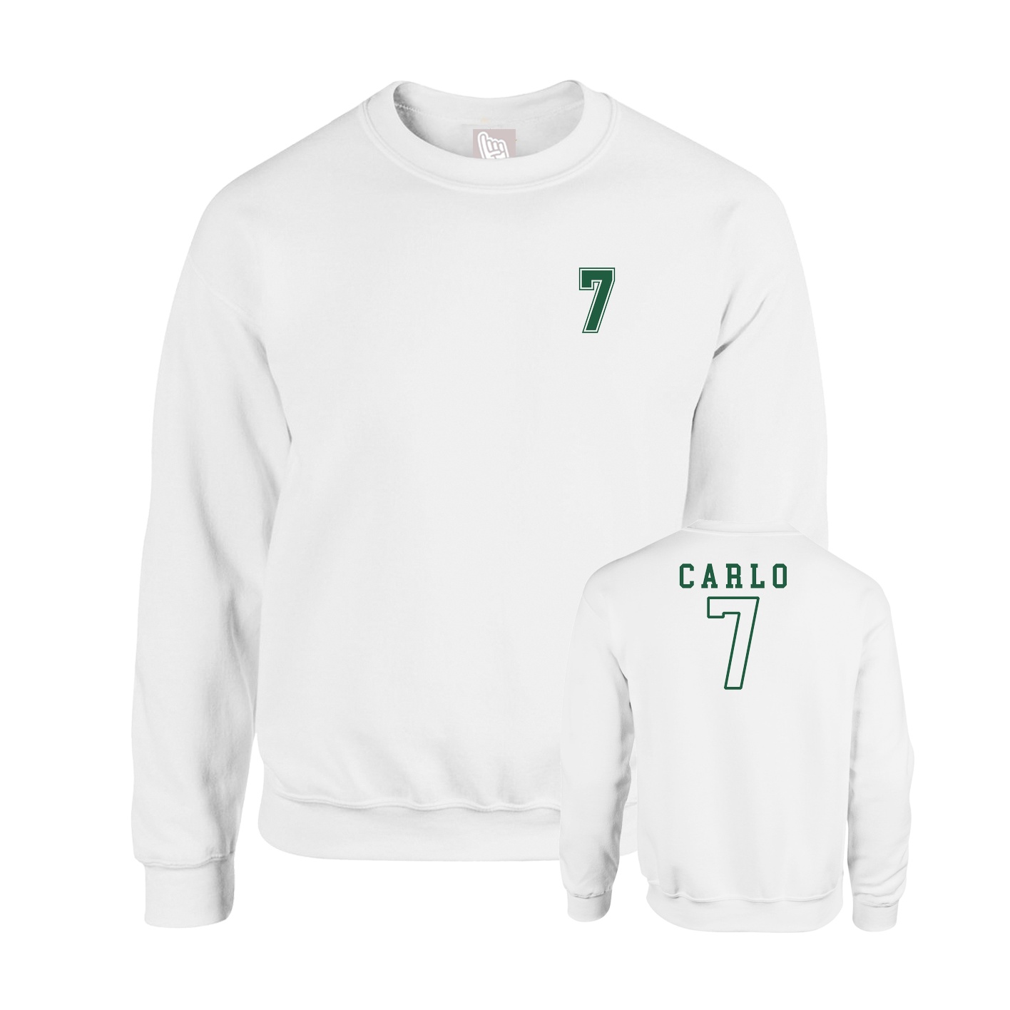 Fleece Crew — Chest Back in White