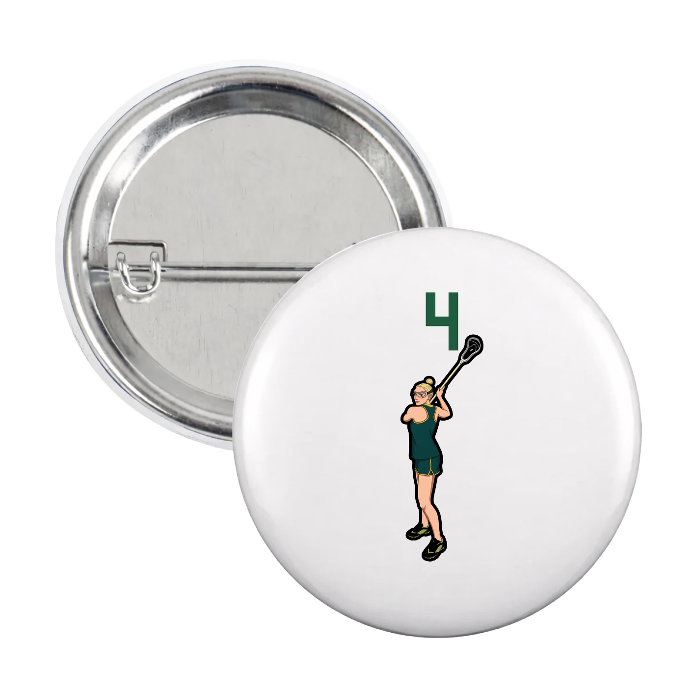 Game Day Button — Number Top in White