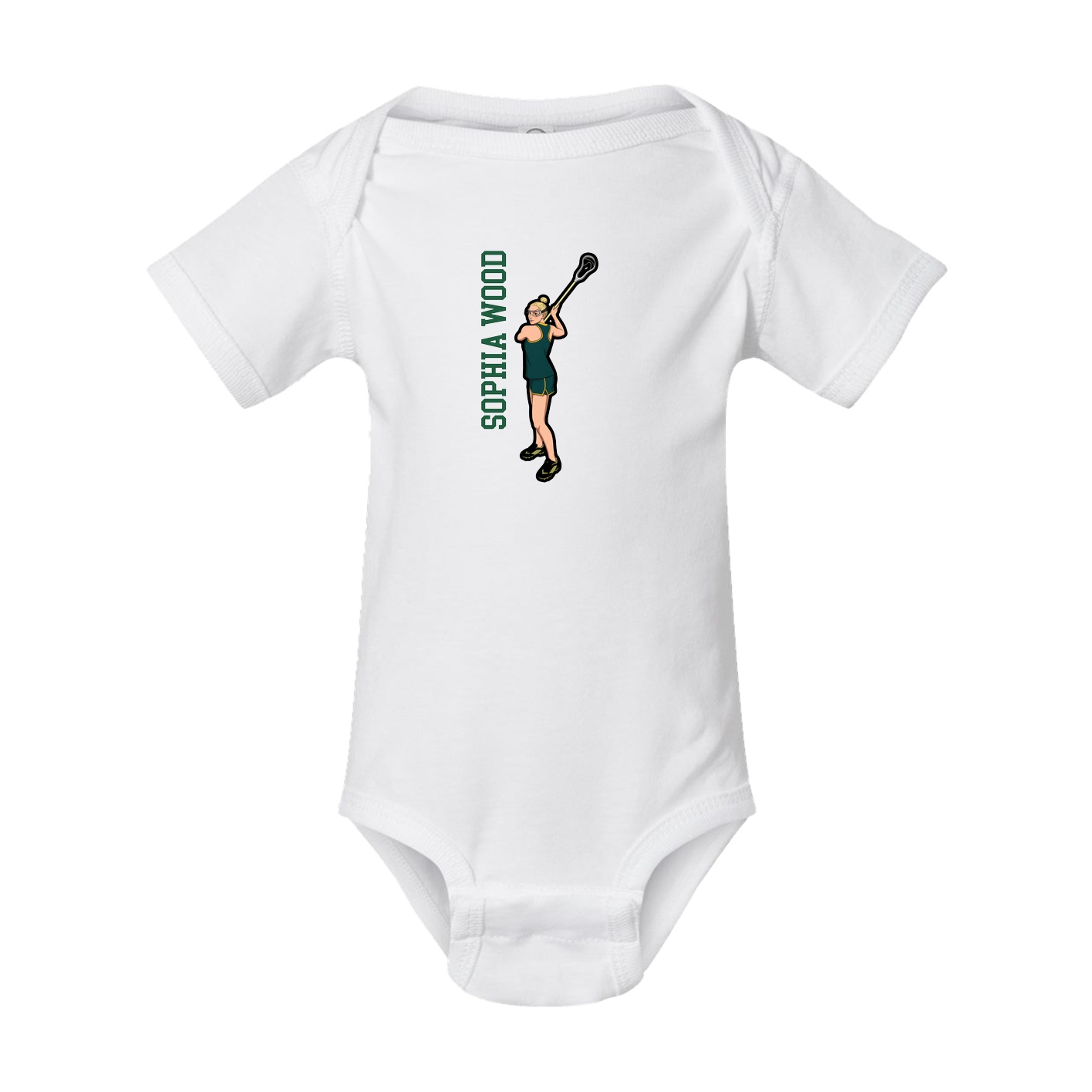 Baby Onesie — Name Vertical in White