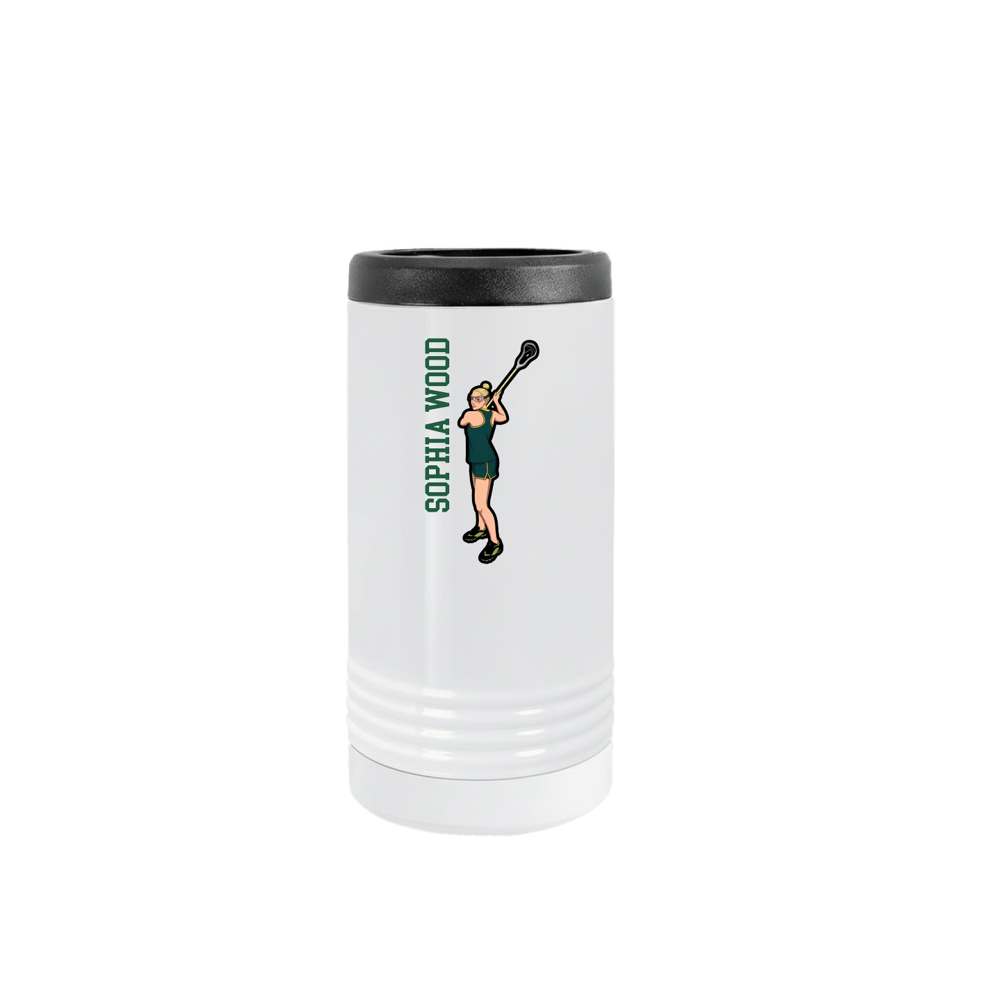 Slim Beverage Holder — Name Vertical in White