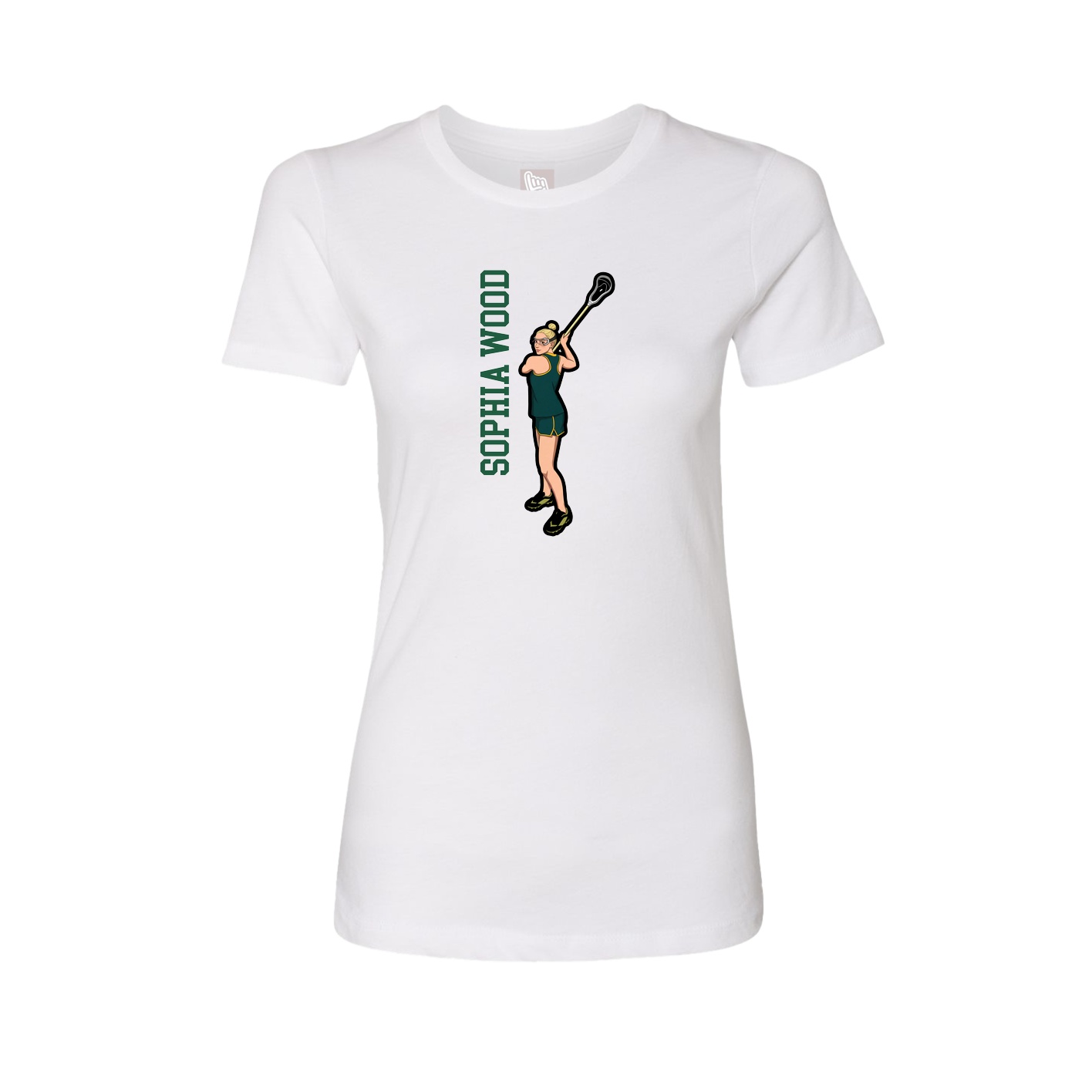 Fitted Women's Tee — Name Vertical in White