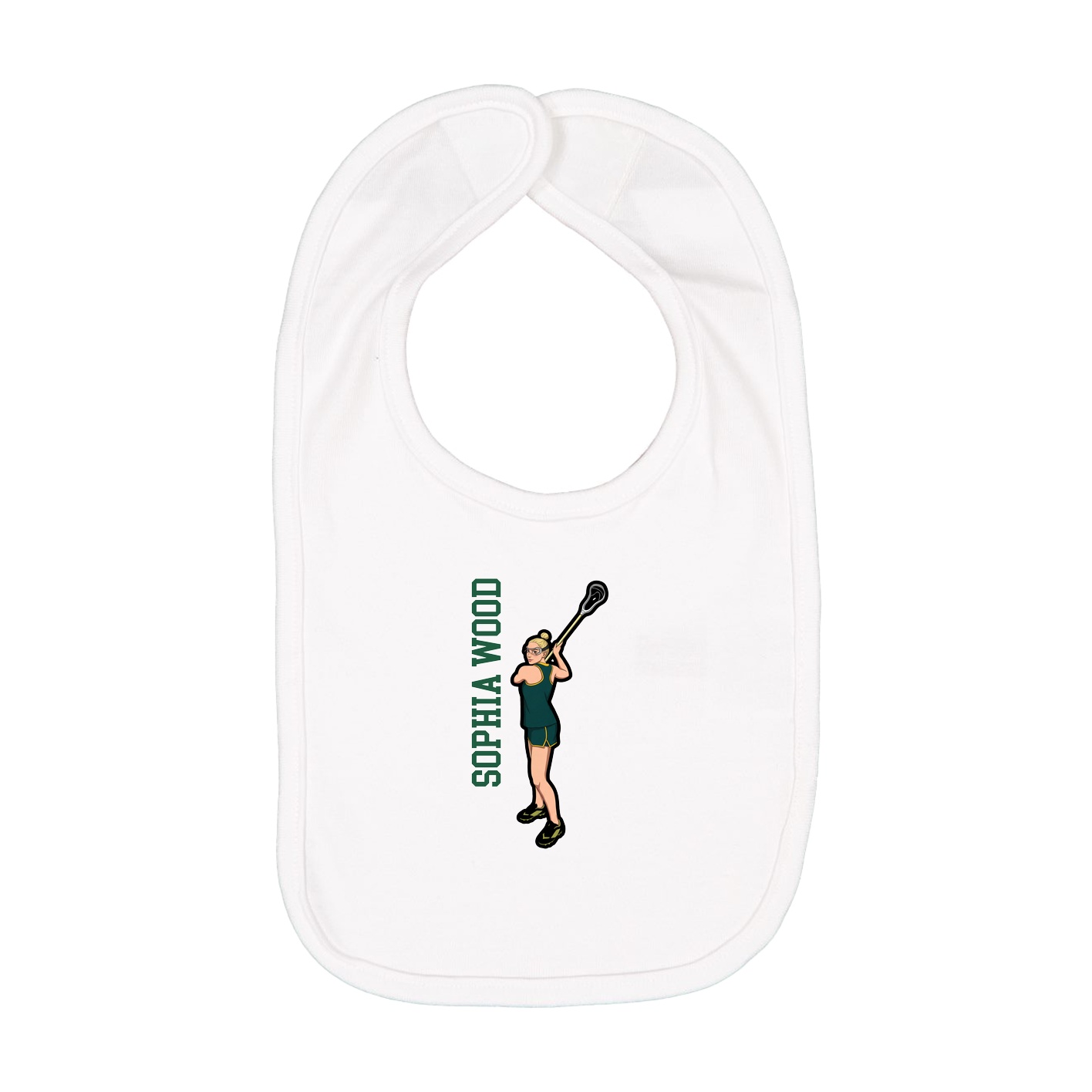 Infant Bib — Name Vertical in White