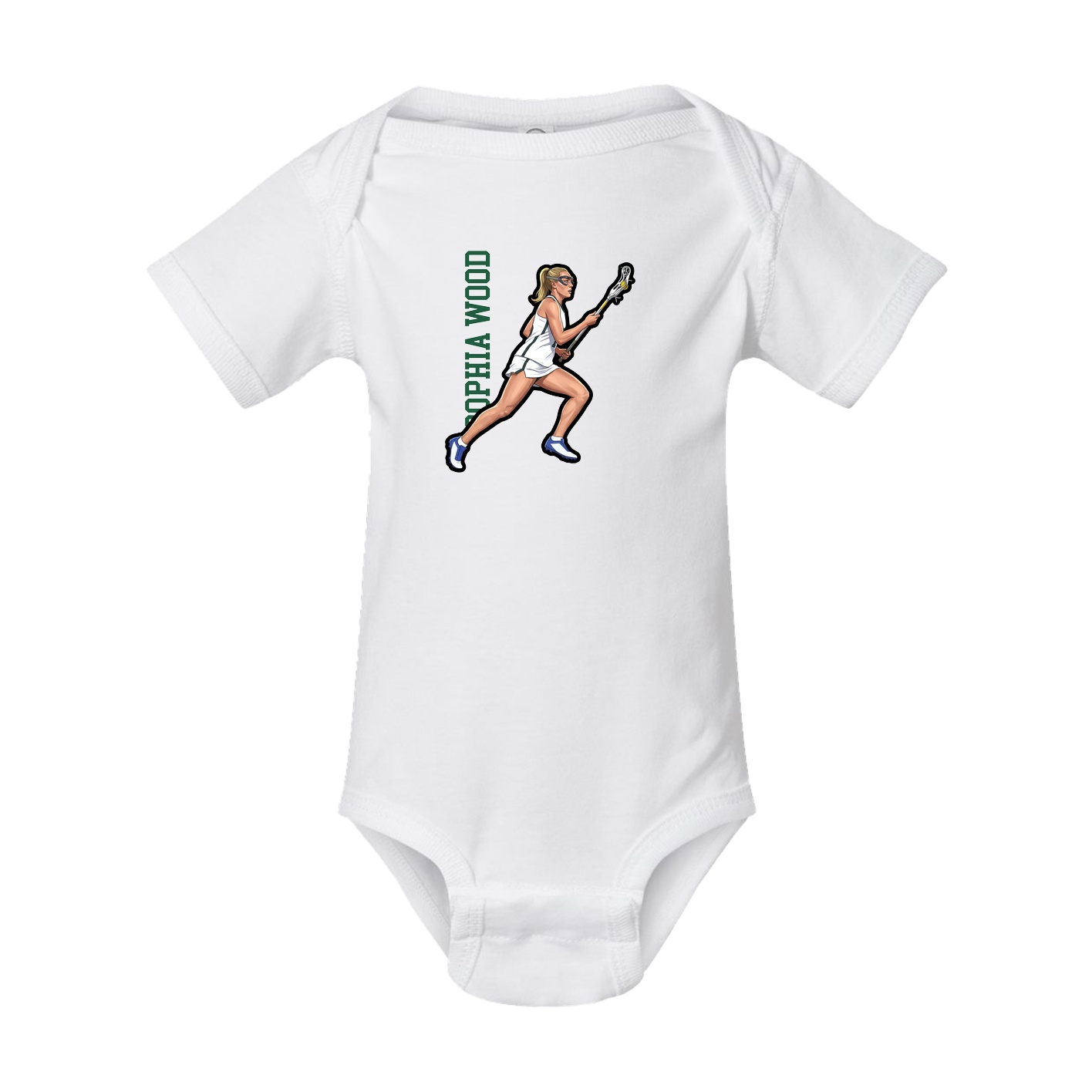 Baby Onesie — Name Vertical in White