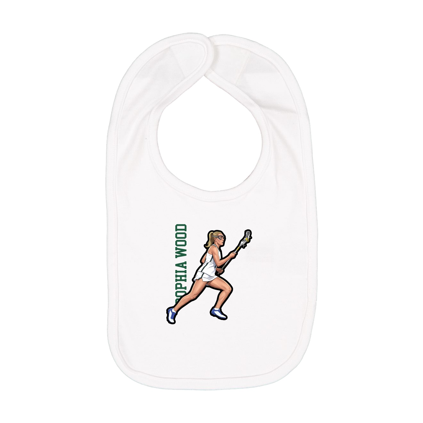 Infant Bib — Name Vertical in White
