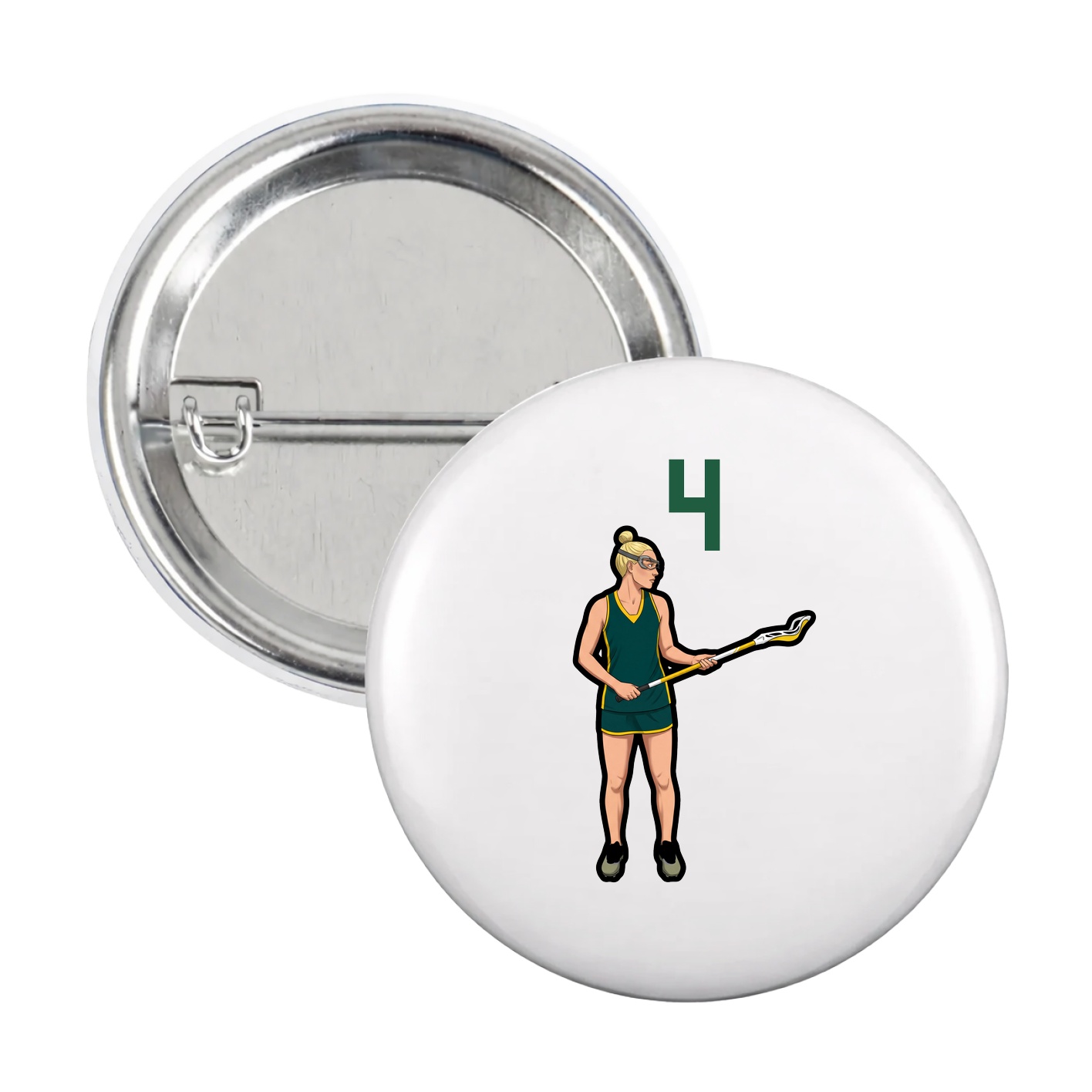 Game Day Button — Number Top in White