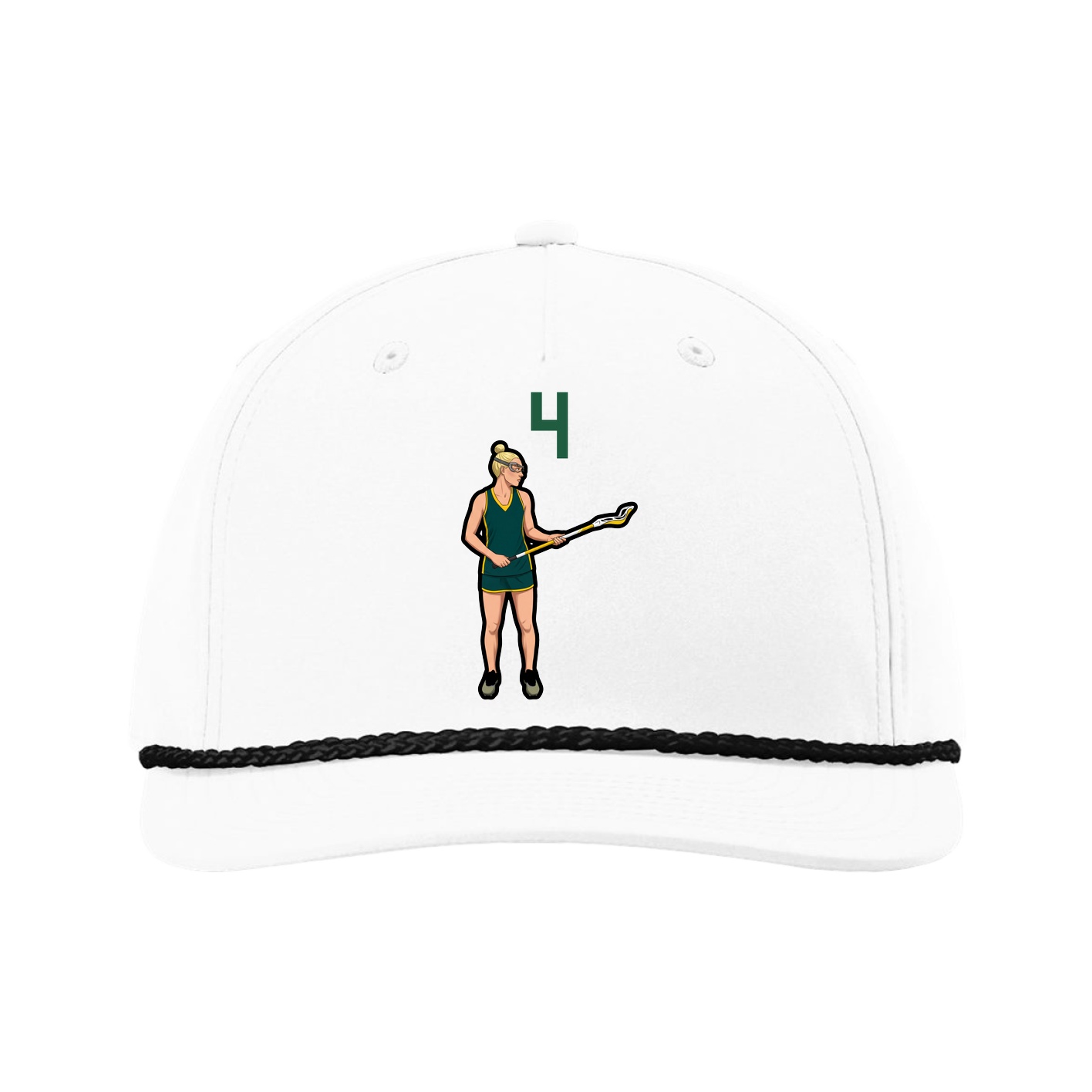 Five-Panel Classic Rope Cap — Number Top in White