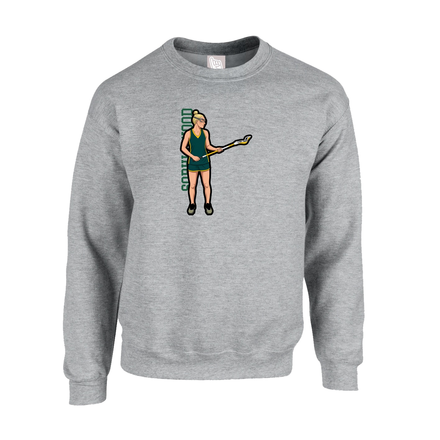 Fleece Crew — Name Vertical in Grey
