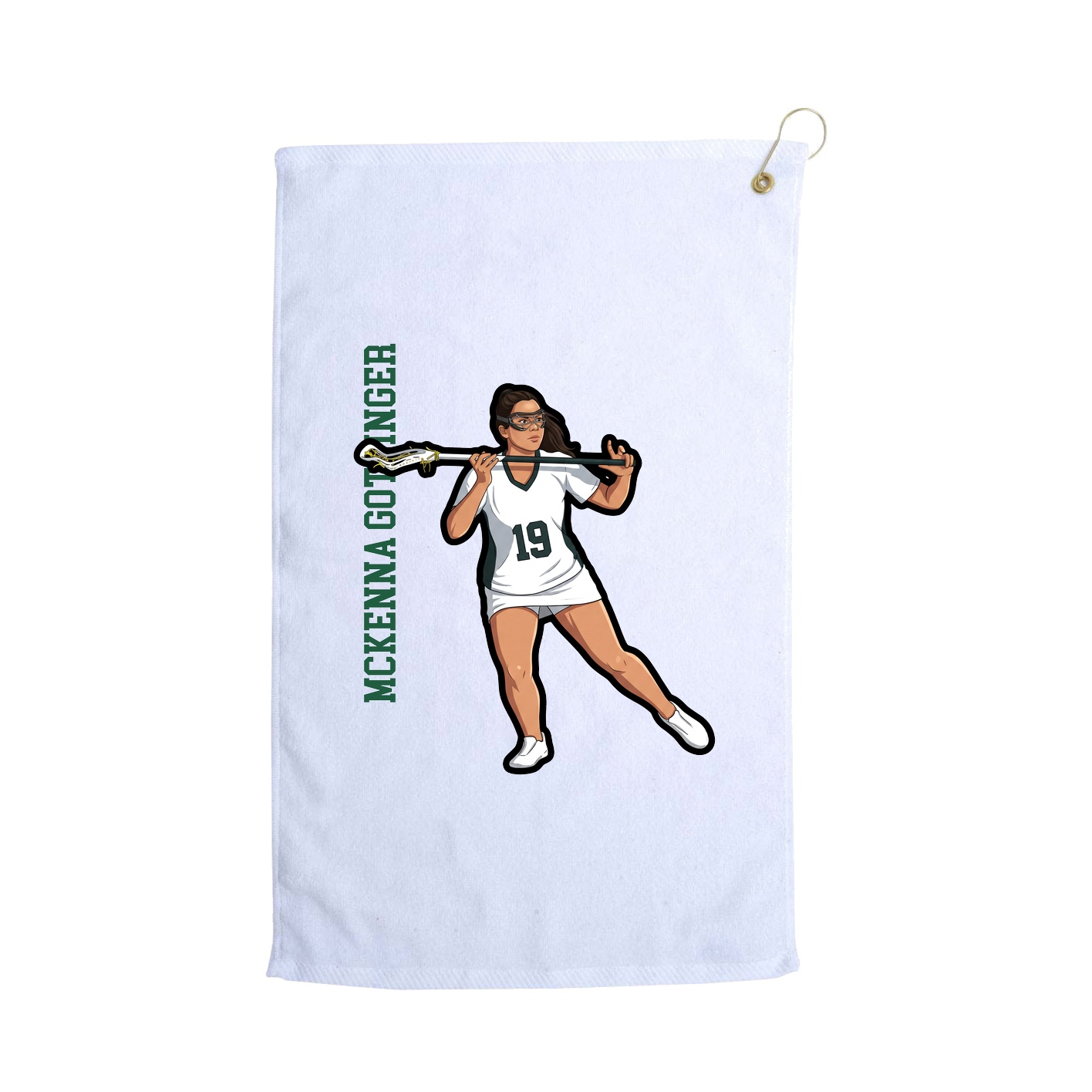 Golf Towel — Name Vertical in White