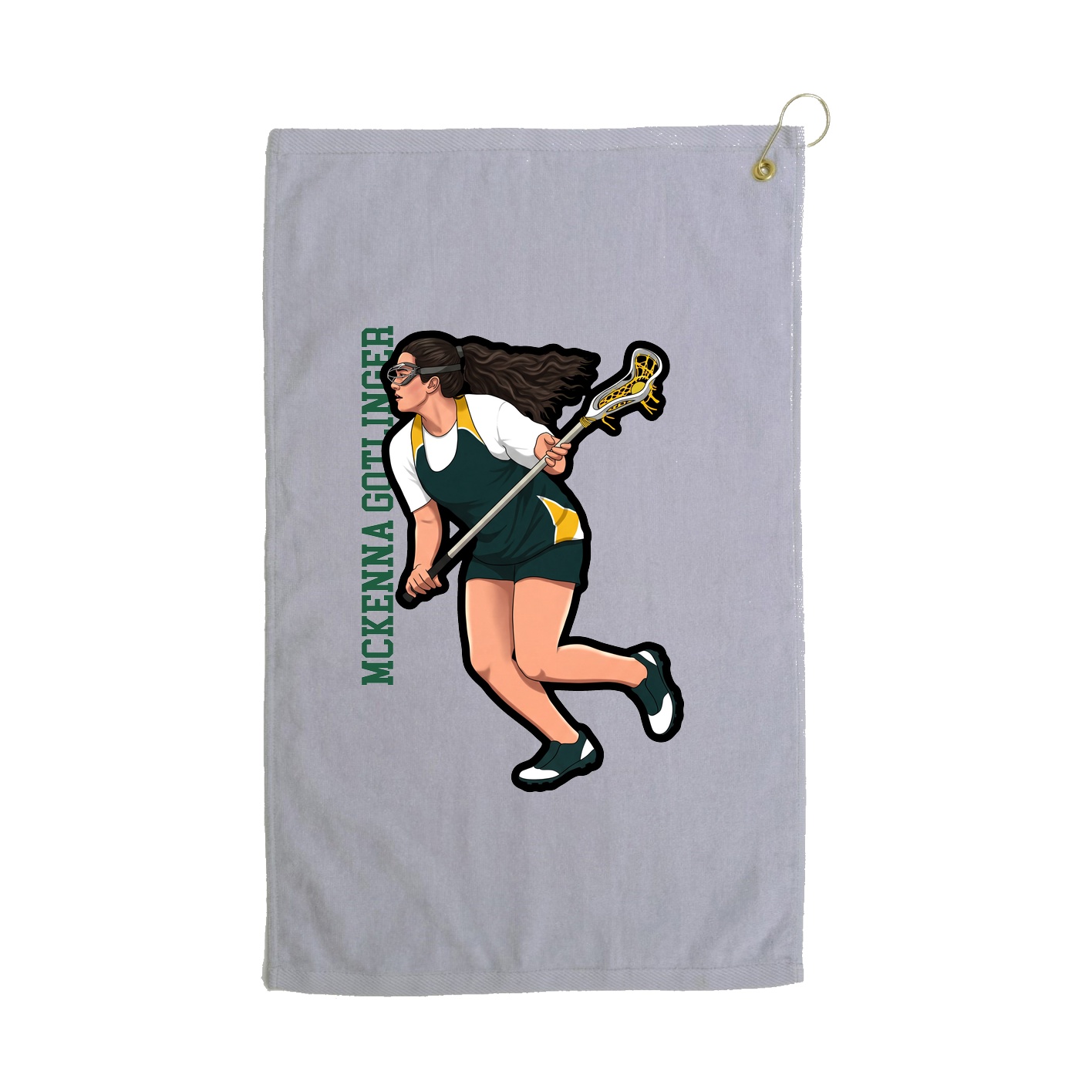 Golf Towel — Name Vertical in Grey